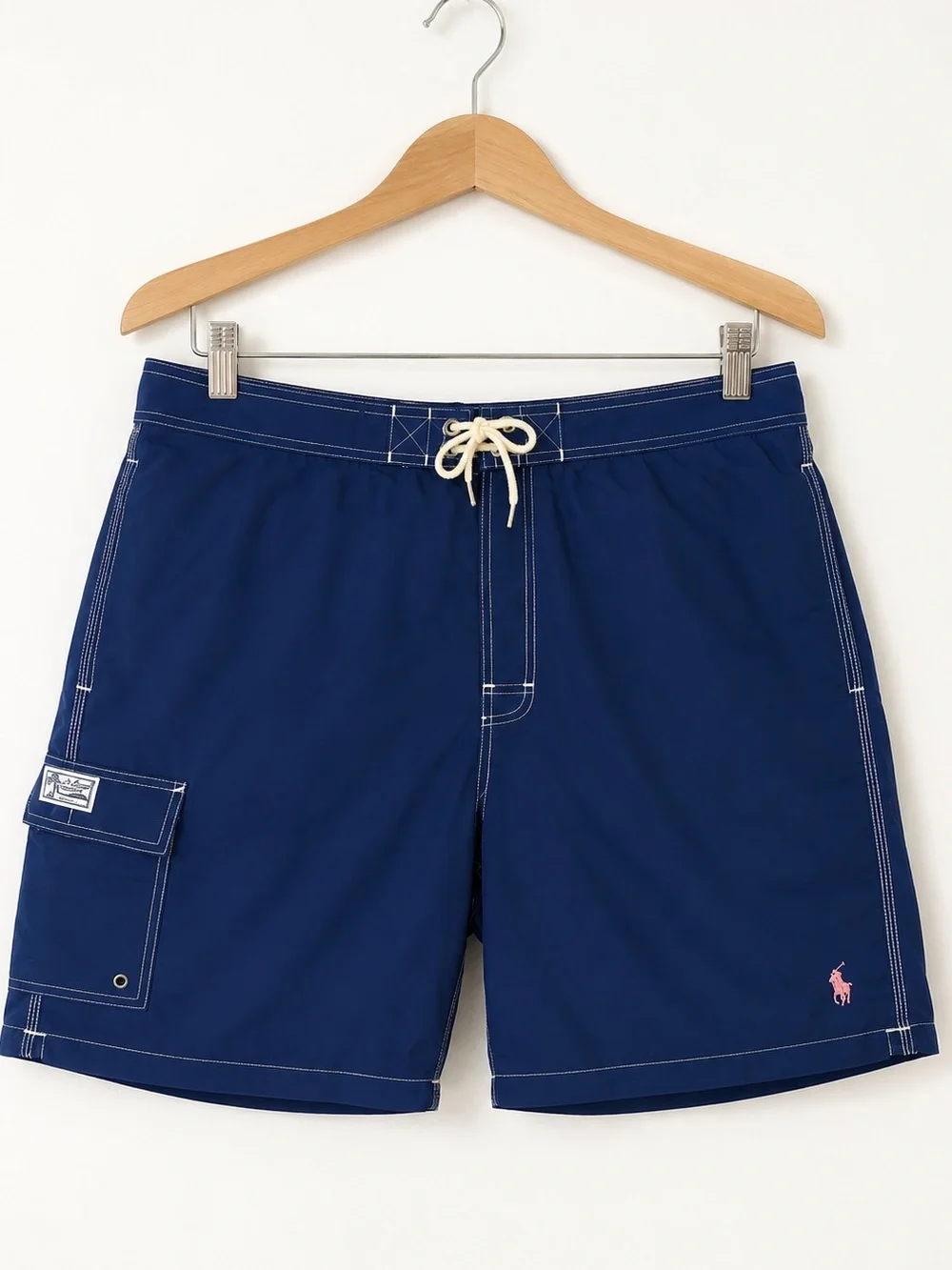 Polo by Ralph Lauren Blue Men's Swim Trunks Board Shorts Pink Pony Logo Size XL